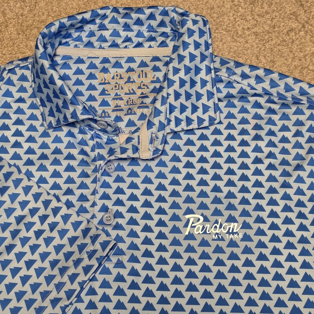 Barstool Sports Pardon My Take Golf Blue Mountain Polo Shirt Mens Size XLarge